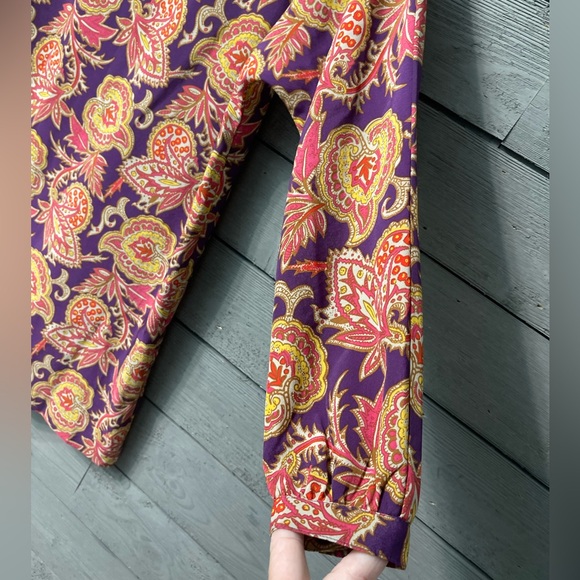 Ann Taylor LOFT Petites Purple Paisley Print Long Sleeved Midi Dress Sz XSP - Picture 9 of 16